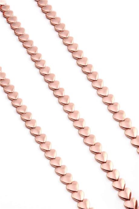 Hematite Natural Stone Rose Heart Cut 8mm String Of Beads