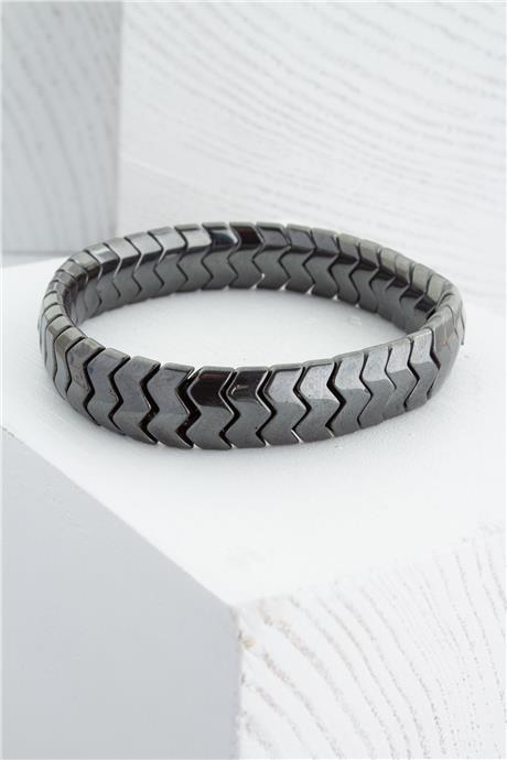 Hematit Doğal Taş Yarasa Kesim Füme Bileklik