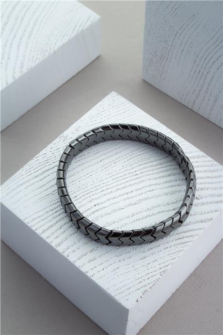 Hematit Doğal Taş Yarasa Kesim Füme Bileklik