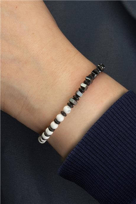 Havlit Doğal Taş Küre Kesim Rondela Hematit Ara Taşlı 6mm Makrome Bileklik