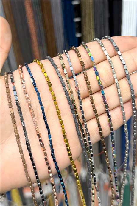 Hematit Taşı 2x4mm Dikdörtgen Kesim Doğal Taş Diziler