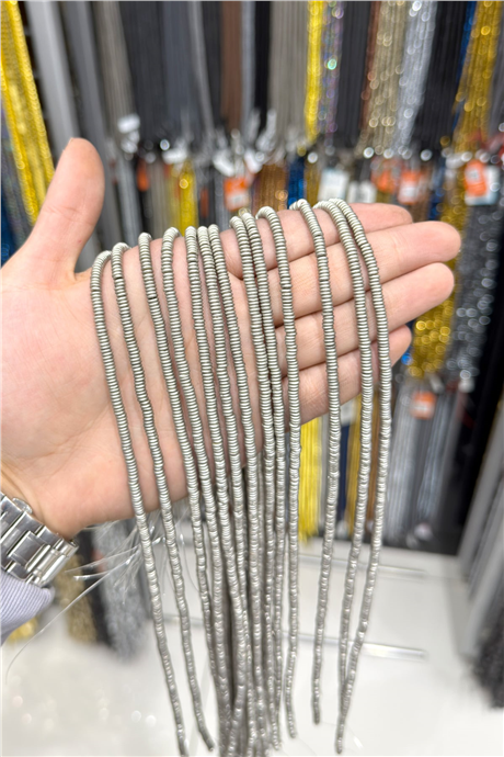 Hematit Taşı 4x1mm Rondela Kesim Doğal Taş Diziler