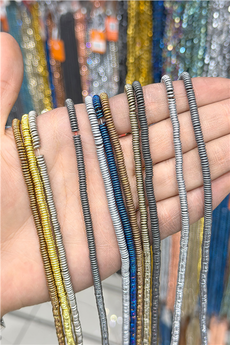 Hematit Taşı 4x1mm Rondela Kesim Doğal Taş Diziler