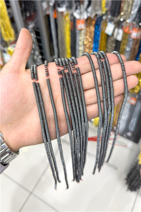 Hematit Taşı 4x1mm Rondela Kesim Doğal Taş Diziler
