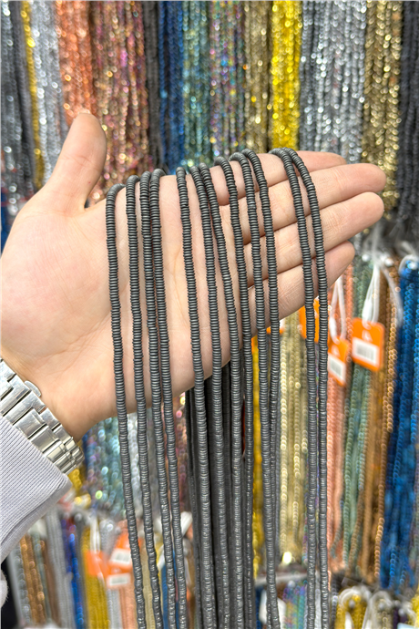 Hematit Taşı 4x1mm Rondela Kesim Doğal Taş Diziler