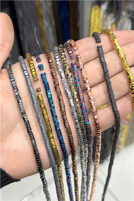Hematite Stone 4x2mm Hexagonal-Cut Bead Strand