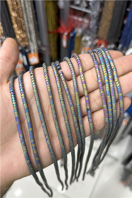 Hematite Stone 4x2mm Wavy Rondelle-Cut Bead Strand