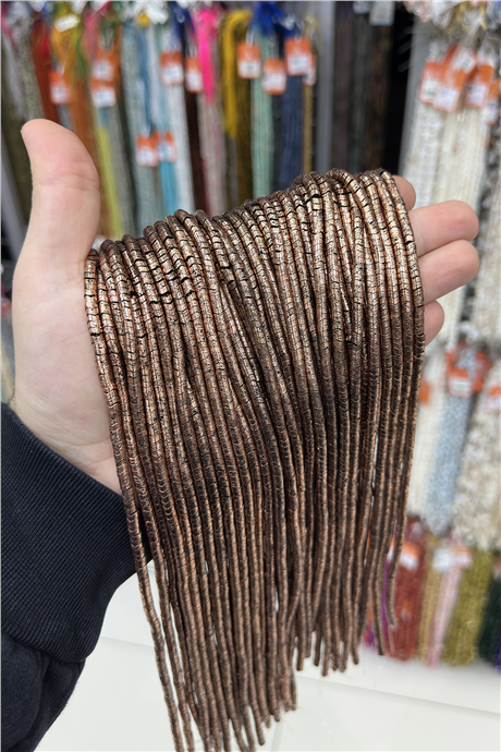 Hematite Stone 4x2mm Wavy Rondelle-Cut Bead Strand