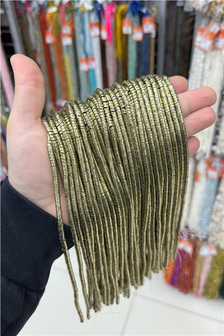 Hematite Stone 4x2mm Wavy Rondelle-Cut Bead Strand