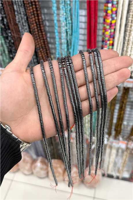 Hematite Stone 4x2mm Rondelle-Cut Bead Strand