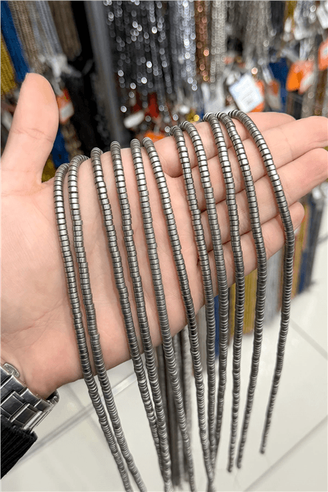 Hematit Taşı 4x2mm Rondela Kesim Doğal Taş Diziler