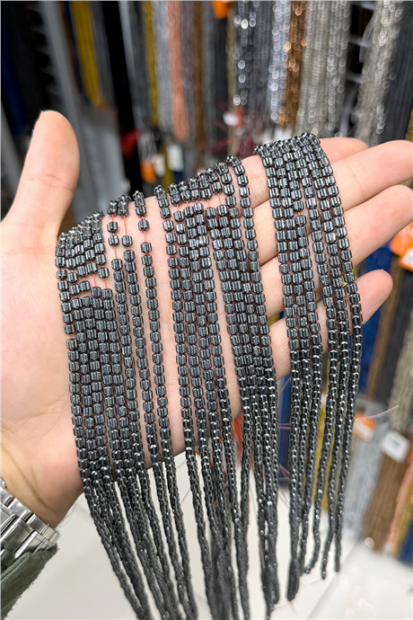 Hematit Taşı 4x4mm Silindir Kesim Doğal Taş Diziler