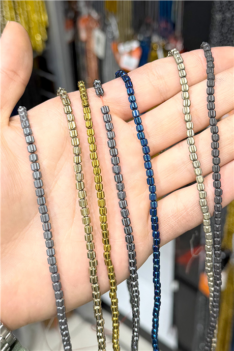 Hematit Taşı 4x4mm Silindir Kesim Doğal Taş Diziler