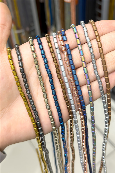 Hematit Taşı 4x5mm Silindir Kesim Doğal Taş Diziler