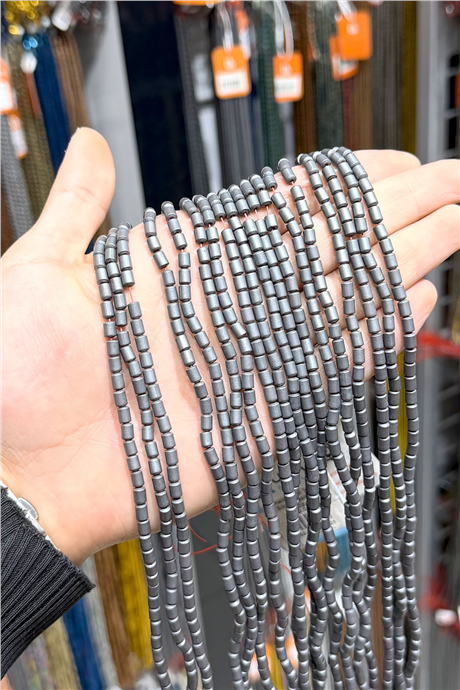 Hematit Taşı 4x5mm Silindir Kesim Doğal Taş Diziler