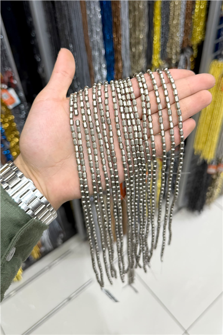Hematit Taşı 4x6mm Altıgen Silindir Kesim Doğal Taş Diziler