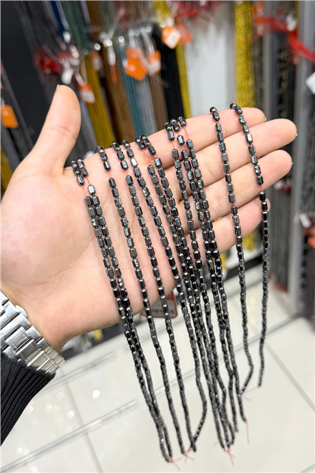 Hematit Taşı 4x6mm Altıgen Silindir Kesim Doğal Taş Diziler
