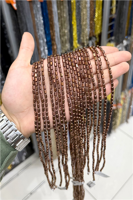 Hematit Taşı 4x6mm Altıgen Silindir Kesim Doğal Taş Diziler