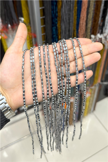 Hematit Taşı 4x6mm Altıgen Silindir Kesim Doğal Taş Diziler