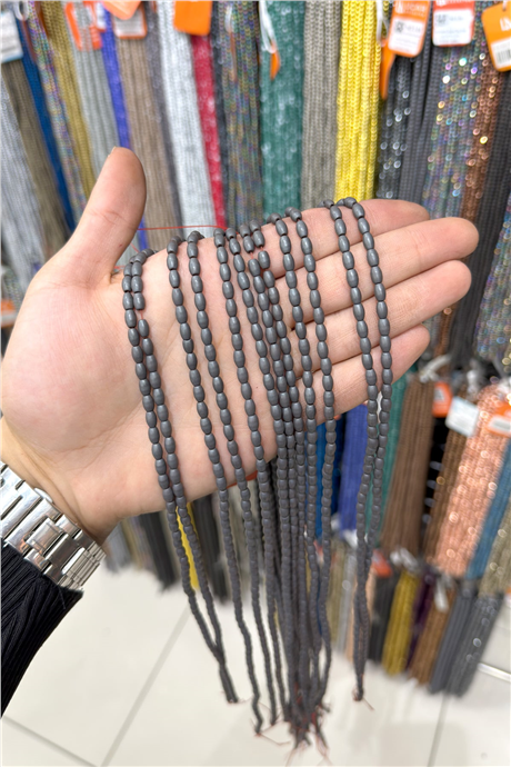 Hematit Taşı 4x6mm Arpa Kesim Doğal Taş Diziler