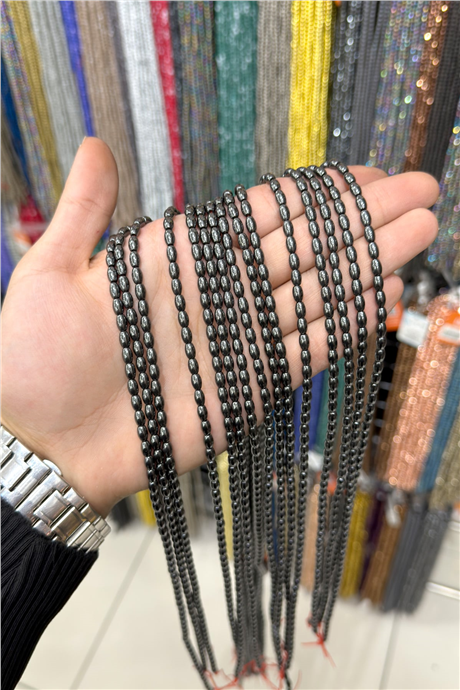 Hematit Taşı 4x6mm Arpa Kesim Doğal Taş Diziler