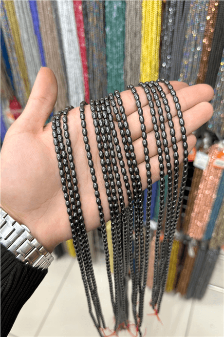 Hematit Taşı 4x6mm Arpa Kesim Doğal Taş Diziler