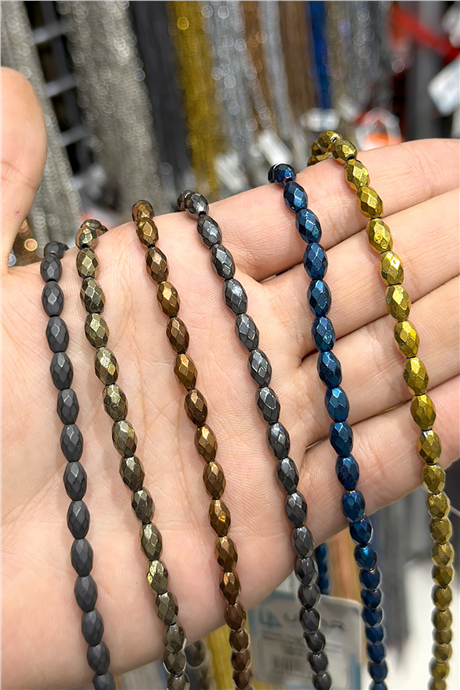 Hematit Taşı 5x8mm Arpa Kesim Doğal Taş Diziler