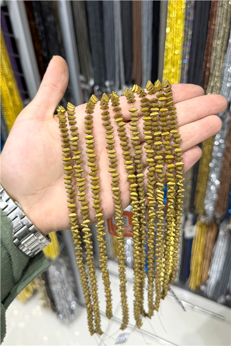 Hematit Taşı 6x3mm Üçgen Rondela Kesim Doğal Taş Diziler
