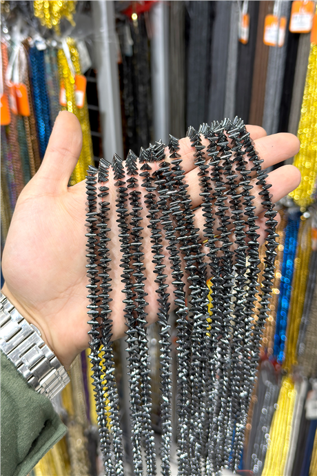 Hematit Taşı 6x3mm Üçgen Rondela Kesim Doğal Taş Diziler