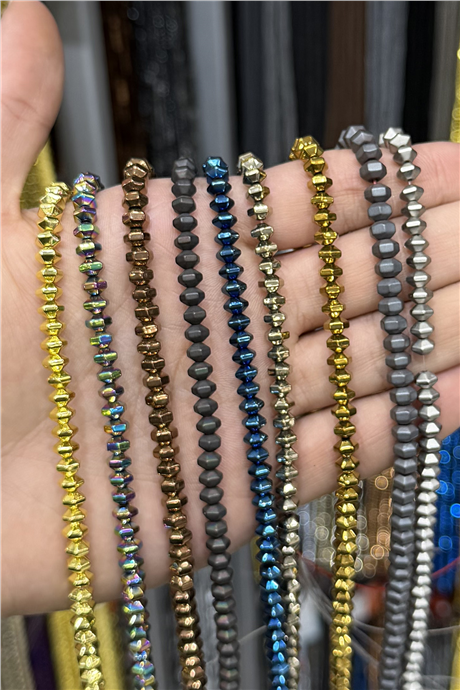 Hematit Taşı 6x4mm Altıgen Rondela Kesim Doğal Taş Diziler