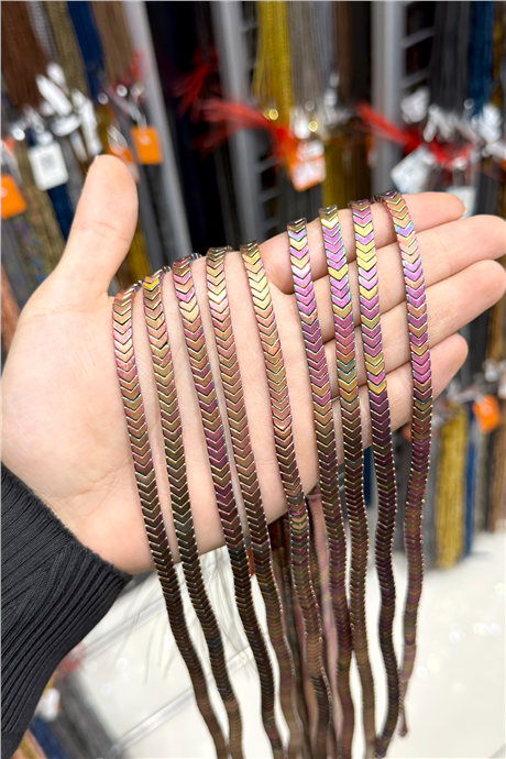 Hematit Taşı Çavuş Kesim Altın Sarı 7x2mm Doğal Taş Dizi