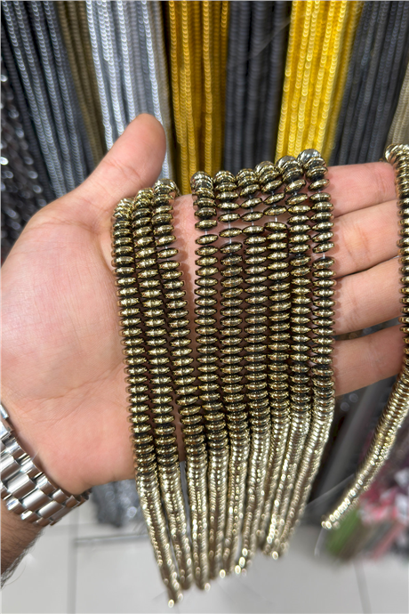 Hematit Taşı Daire Kesim Antik Sarı 8x3mm Doğal Taş Dizi