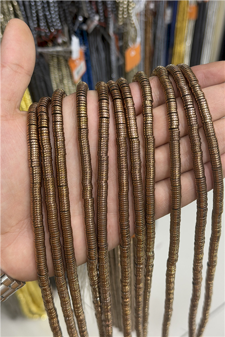 Hematit Taşı Disk Kesim Parlak Füme 6x1mm Doğal Taş Dizi