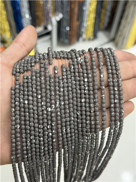 Hematit Taşı Faset Küre Kesim Mat Gri 4mm Doğal Taş Dizi