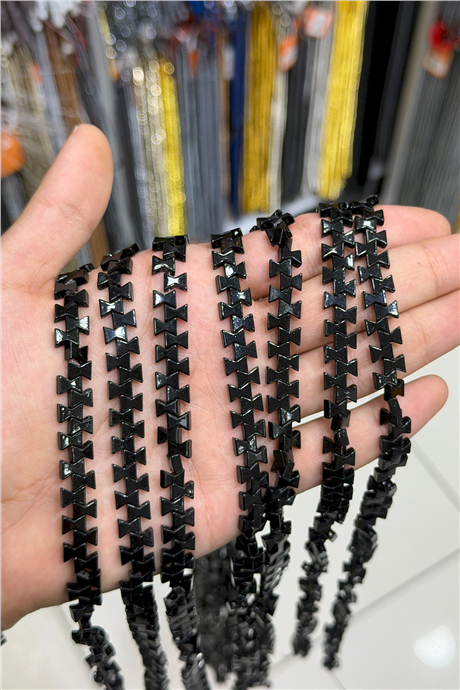 Hematit Taşı Fiyonk Kesim Parlak Siyah 7x5mm Doğal Taş Dizi