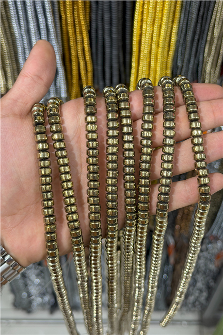 Hematit Taşı Özel Kesim Antik Sarı 8x5mm Doğal Taş Dizi