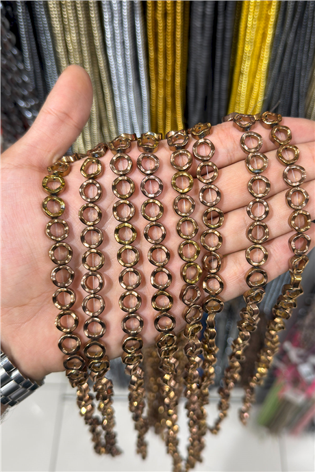 Hematit Taşı Parlak Dalgalı Daire Kahverengi 10mm Doğal Taş Dizi