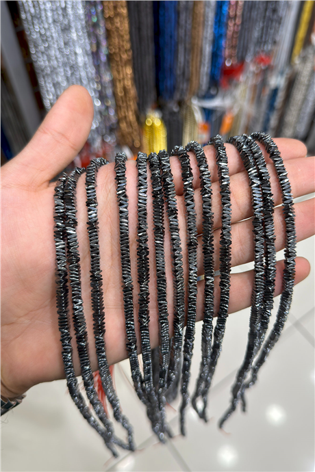 Hematit Taşı Rondela Kesim Parlak Füme 4x2mm Doğal Taş Dizi