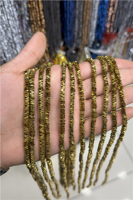 Hematit Taşı Rondela Kesim Parlak Gold 4x1mm Doğal Taş Dizi