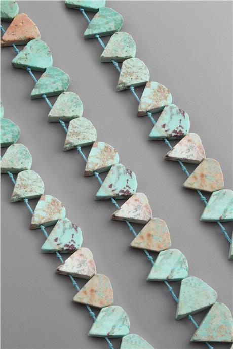 Hindistan Turkuaz Doğal Taş Mat Su Yeşili Ham Yassı Damla Kesim 16x12mm Dizi [AA]