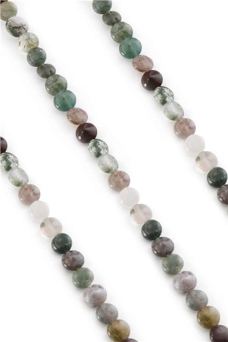 Hint Akik Doğal Taş Parlak Yeşil Daire Kesim 6mm Dizi [AB]