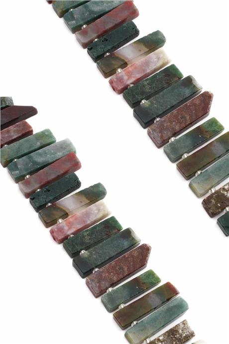 Hint Akik Doğal Taş Dikdörtgen Kesim 10x40mm Dizi