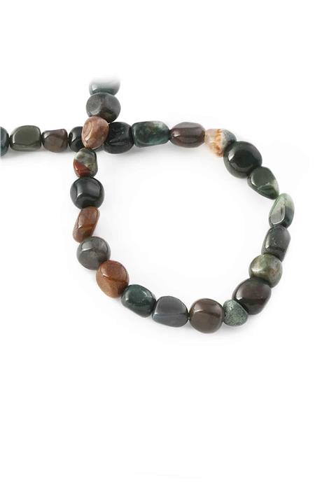 Indian Agate Natural Stone Shiny Tumbler Cut 7x10mm String Of Beads