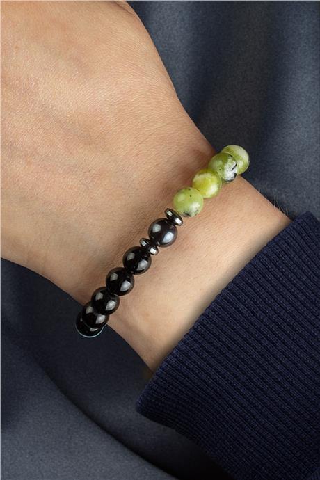 İkizler Burç Bilekliği Oniks-Yeşim-Kaplan Gözü-Akuamarin Doğal Taş 8mm Bileklik