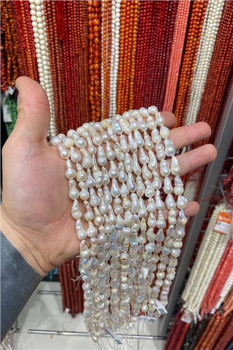 İnci Doğal Taş Amorf Barok Kesim 10x12mm Dizi AB