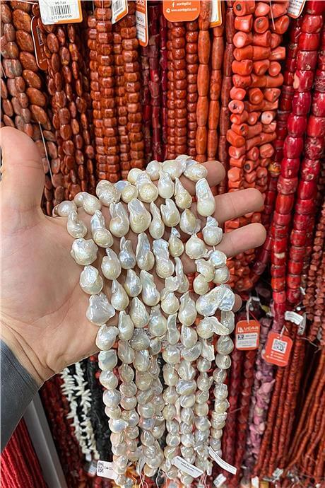 İnci Doğal Taş Amorf Kesim 15x25mm Dizi