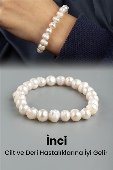 İnci Doğal Taş Amorf Kesim 8-9mm Bileklik