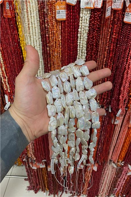 İnci Doğal Taş Amorf Yassı Dikdörtgen Kesim 15x20mm Dizi