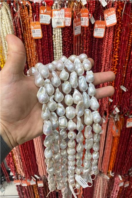 İnci Doğal Taş Barok 16x26mm Dizi