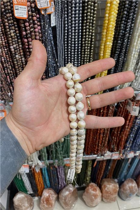 İnci Doğal Taş Barrok Küre Amorf Kesim 13mm Dizi
